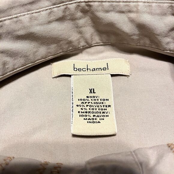 Vintage Bechamel Button Front Shirt Fall Leaves Embroidered Cotton Blouse XL EUC - Picture 5 of 6